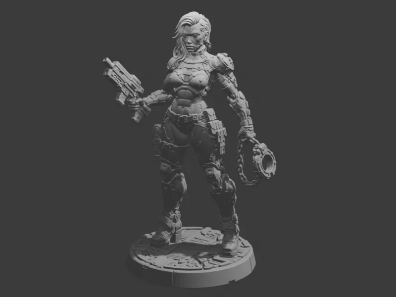 Nyx Varran – Iron Pursuer | Cyberpunk Kopfgeldjägerin STL