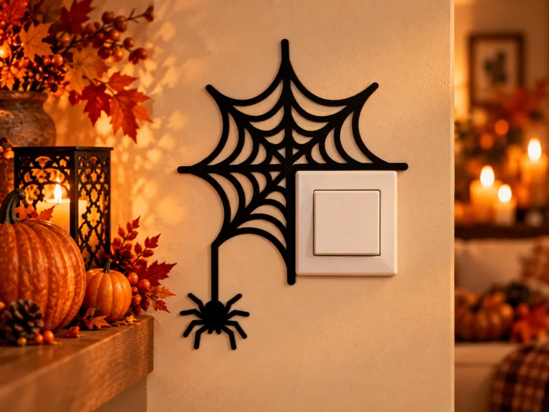 Halloween Spider Web Light Switch Wall Art – Spooky Switch D