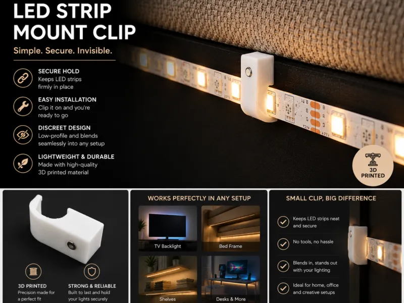 Support de ruban LED (Fixation adhésive ou par clous)