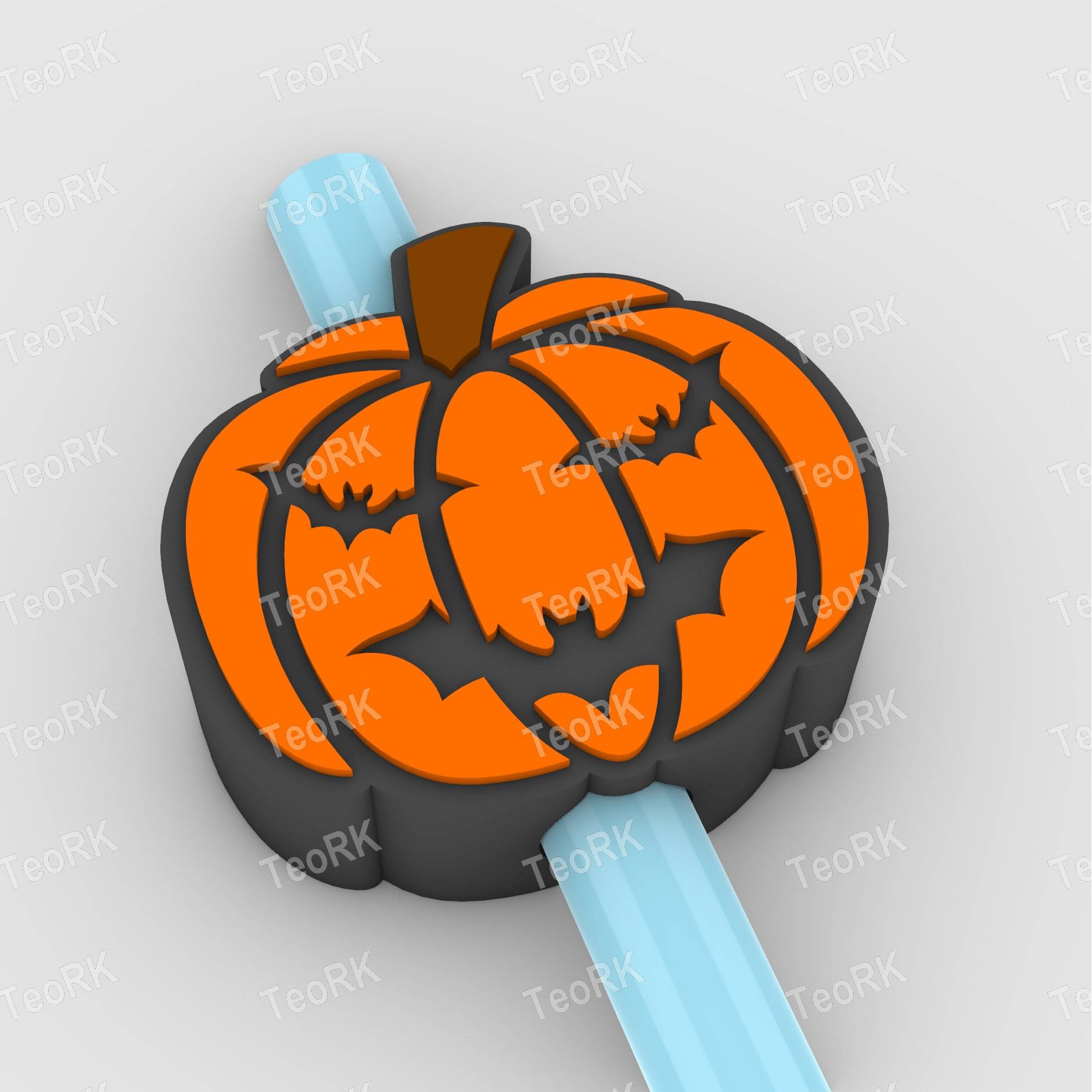 Straw Topper Spooky Halloween pumpkin