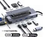12 в 1 M.2 SSD HUB USB C Док-станція USB C до HDMI 4K60Hz/RJ-0