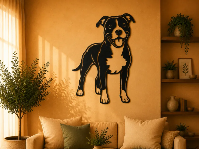Happy Pitbull Dog 2D Wall Art