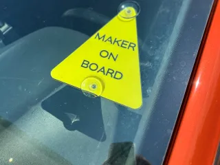"Maker on Board" windshield sign
