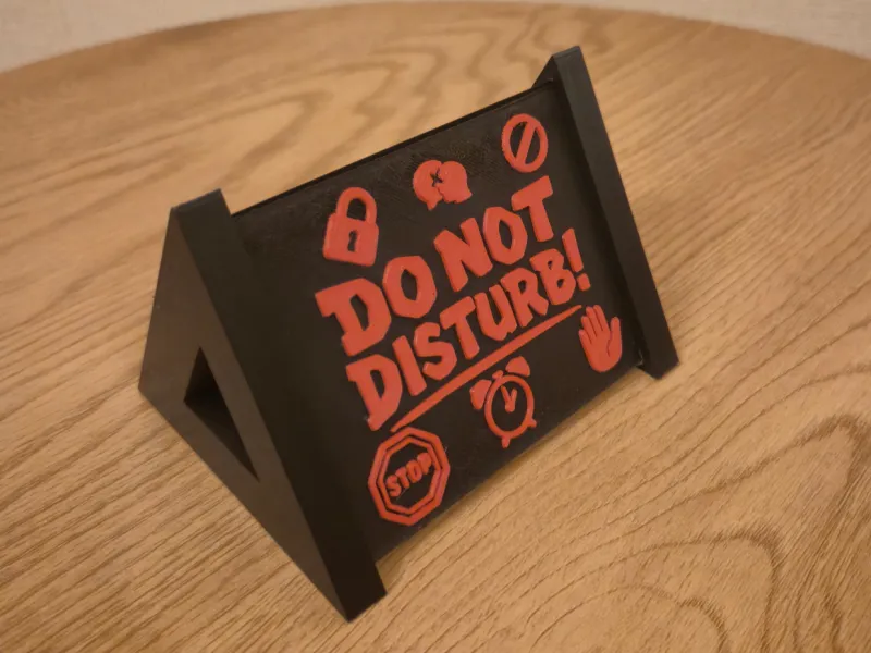 Placa de Mesa Reversível "Não Perturbe" – Status de Trabalho de 3 Lados