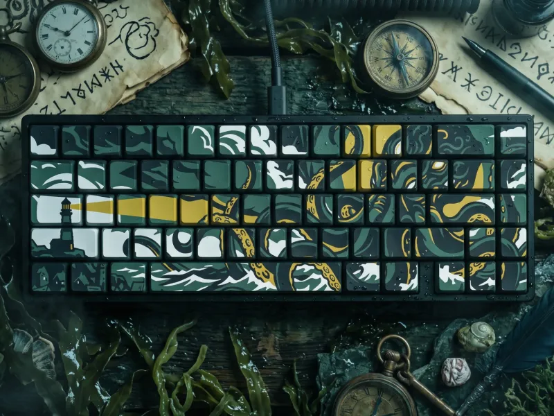Cthulhu Rising – Lovecraftian Kraken Keycap Set