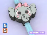 Straw Topper Little elephant with a bow-0