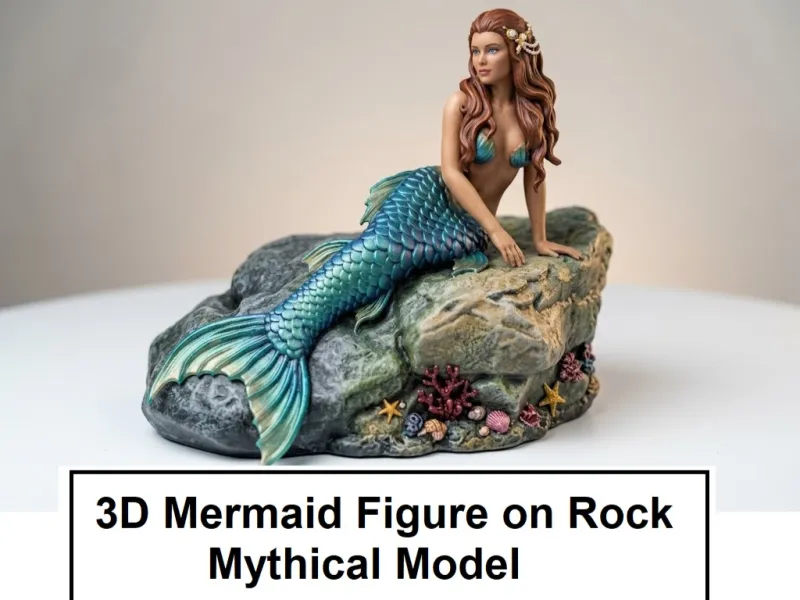 Figura de Sereia 3D sobre Rocha | Modelo Mítico