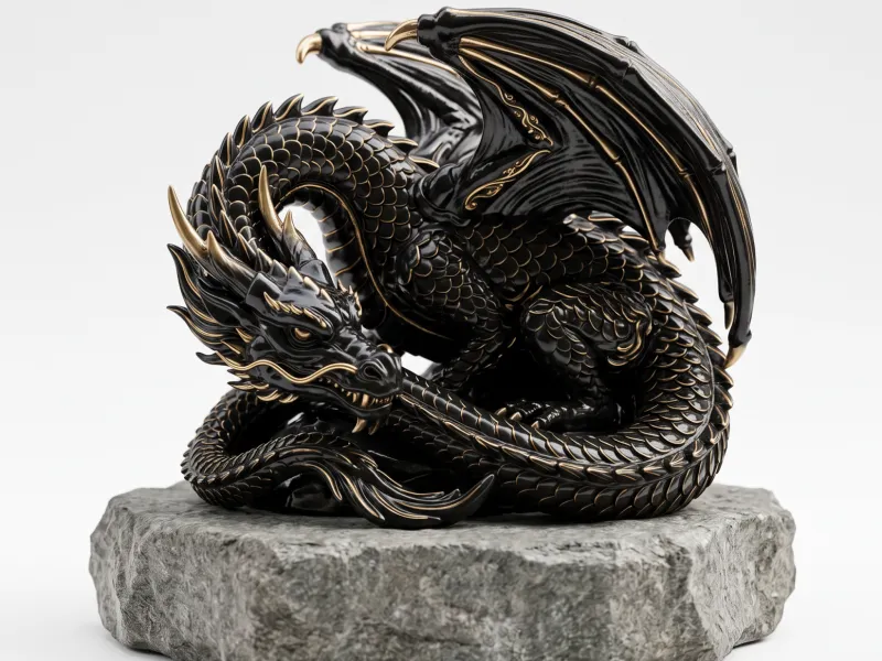 Majestic Gothic Dragon on Stone Pedestal