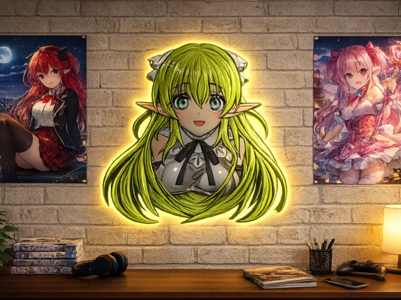 Anime Elf Girl Wandkunst STL | Manga Wanddekor 3D-Druck-Modell