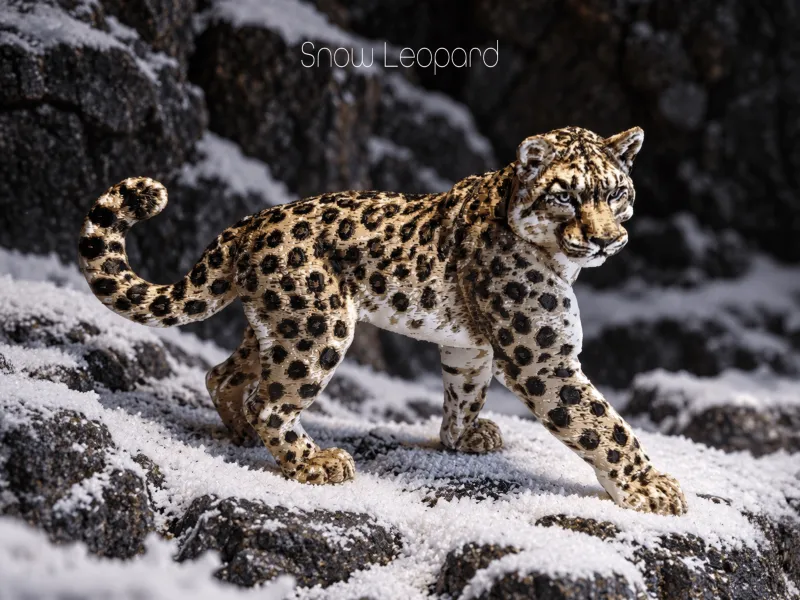 Hyperrealistisch Sneeuwluipaard – Wildsculptuur