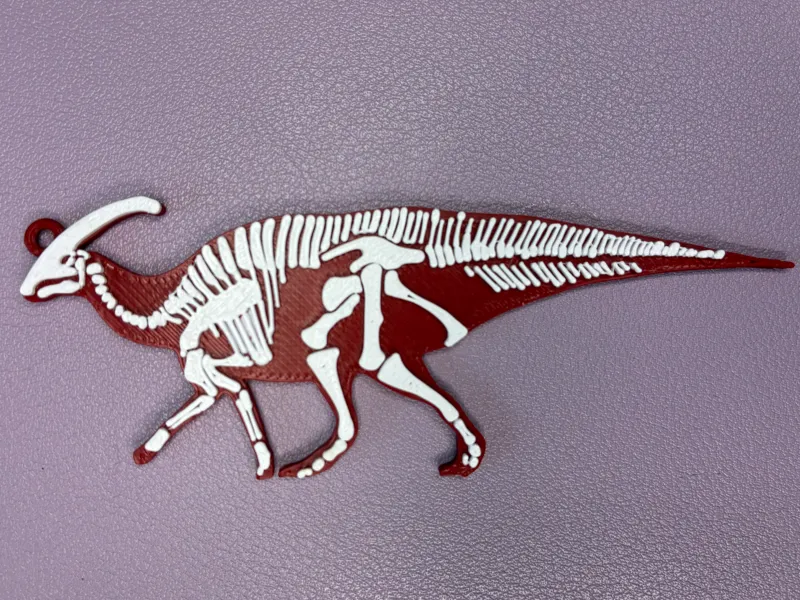 Parasaurolophus Skeleton Keyring | Multicolour Dinosaur Keyc