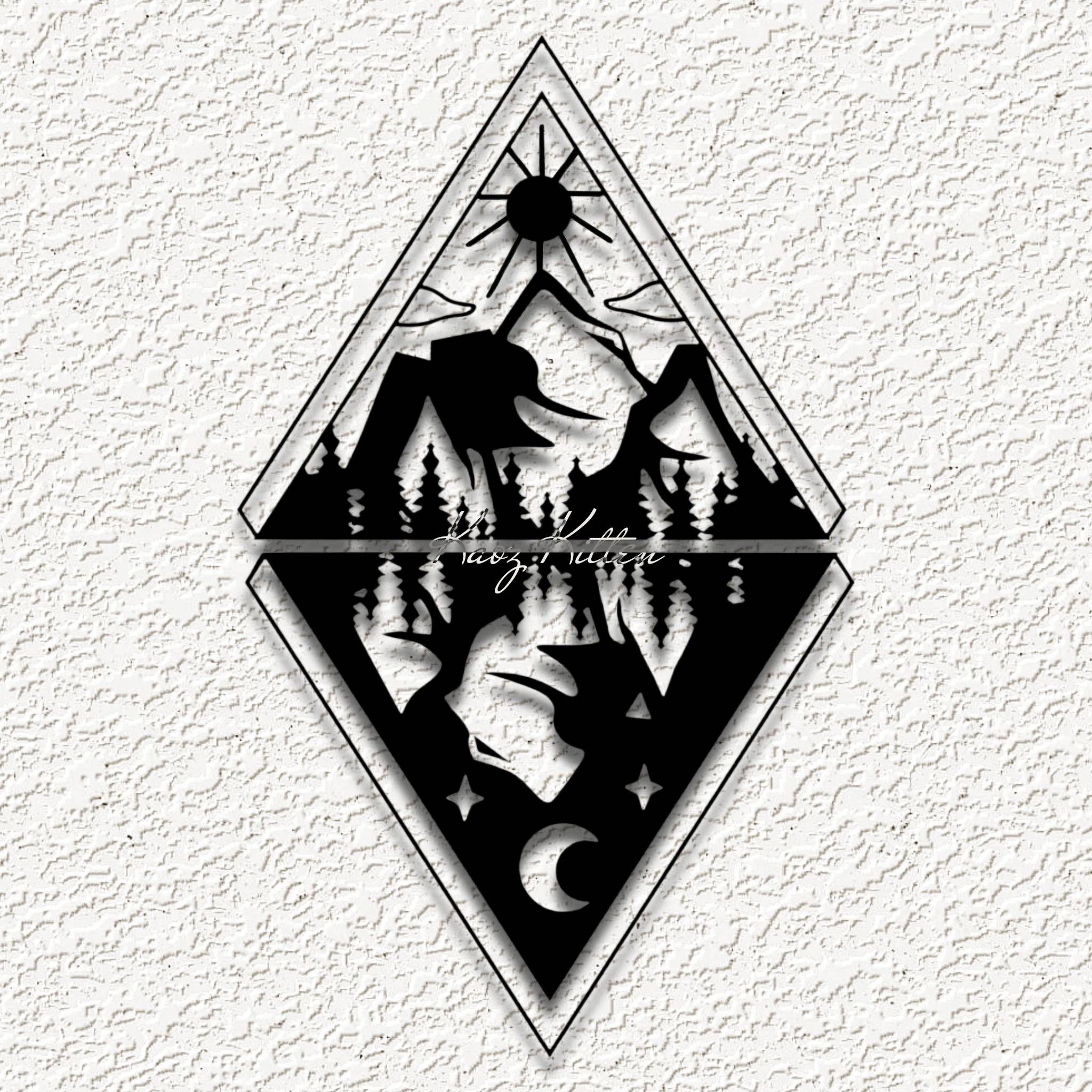 DAY NIGHT MOUNTAIN PANEL SCENERY SET wall art home decor