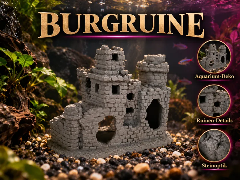 Ruine de château pour aquarium – ruine érodée avec deux tours