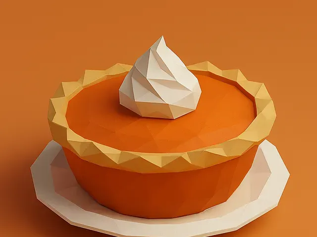 Low Poly Thanksgiving Pumpkin Pie 3D Model