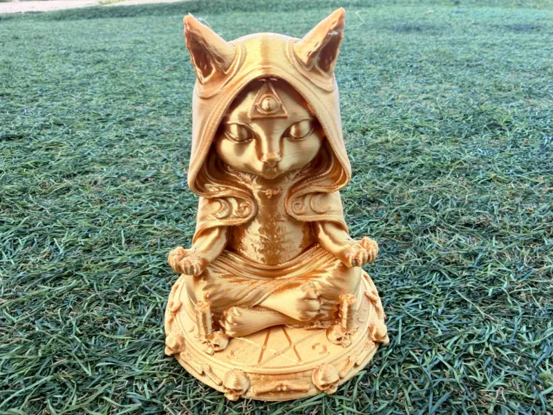 Mystic Witchcraft Meditating Cat Figurine with Arcane Sigil