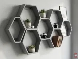 Modular Hexagon Wall Shelf - Stackable Honeycomb System-0
