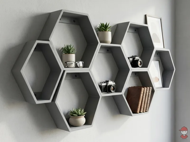Modular Hexagon Wall Shelf - Stackable Honeycomb System