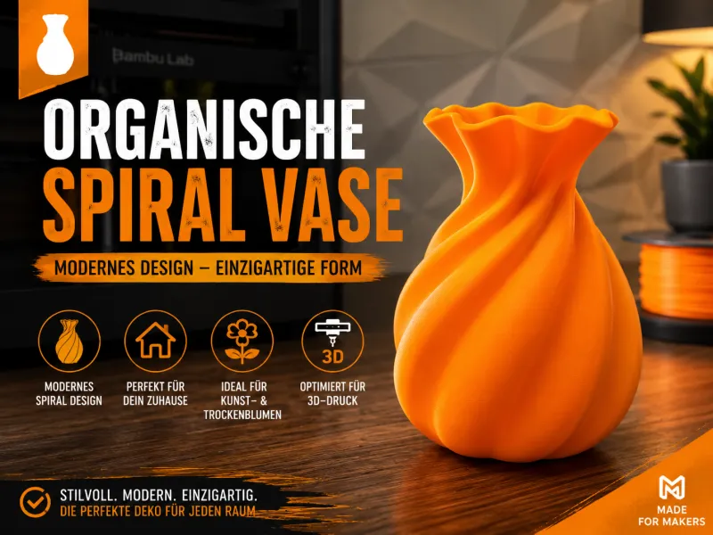 Organische Spiral Vase – Moderne gedrehte Deko-Vase