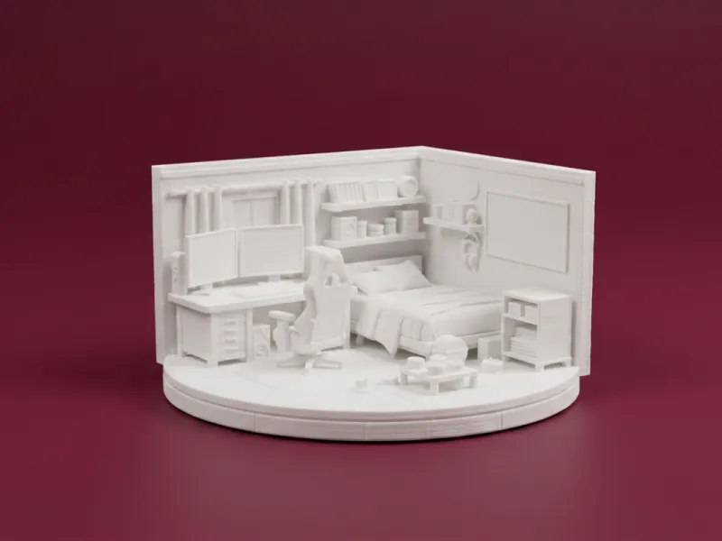 Gamer Bedroom Interior Miniature Scene