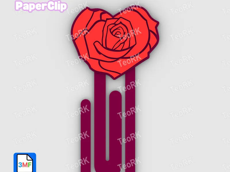 Paperclip Rose heart - bookmark
