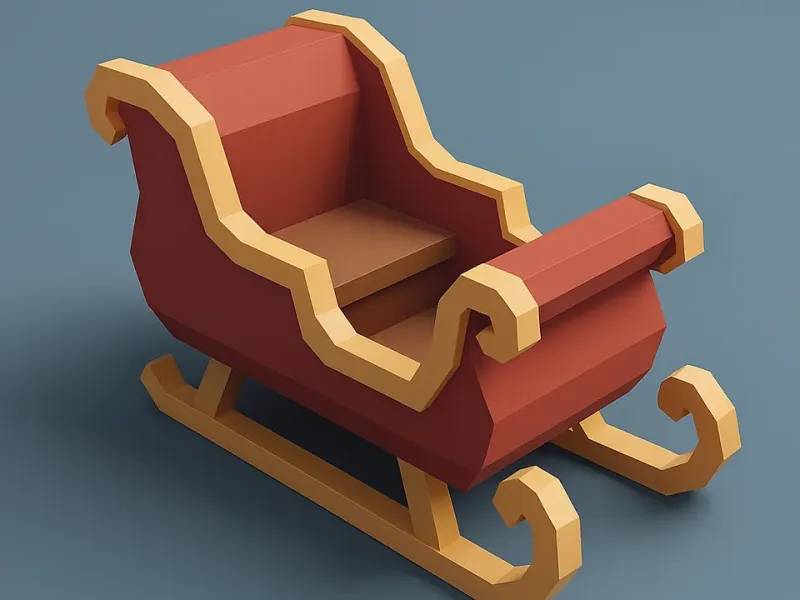 Low Poly Sleigh 3D Model