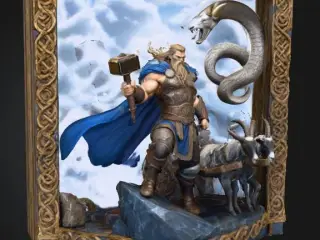 The Æsir God Thor Wood Carving