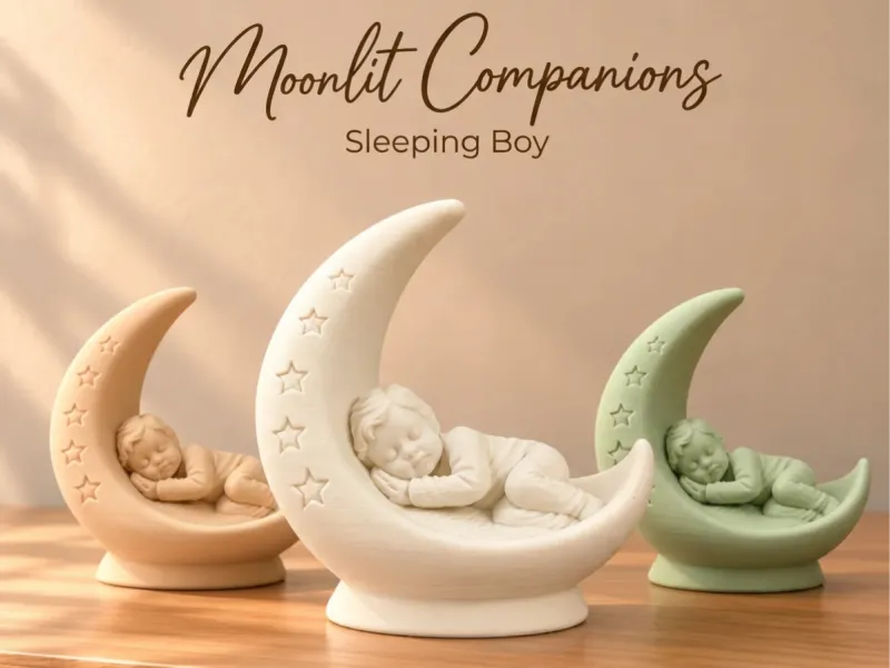 Sleeping Boy Moonlit Companions