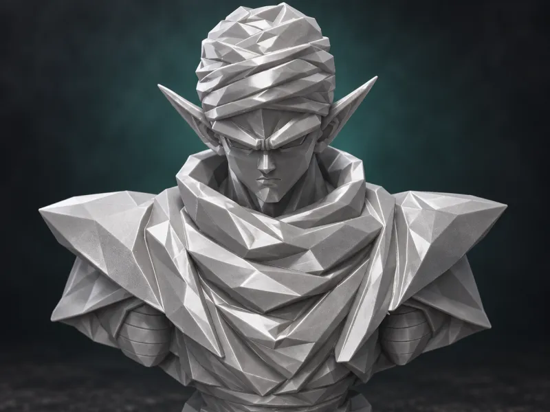Бюст Пикколо в стиле Low Poly — Dragon Ball