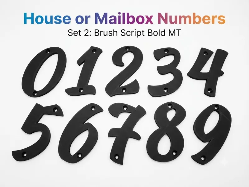 House or Mailbox Numbers - Set 2: Brush Script Bold MT