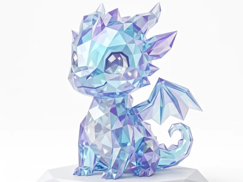 Cute Chibi Crystal Dragon - Low-Poly Baby Figurine (FREE)