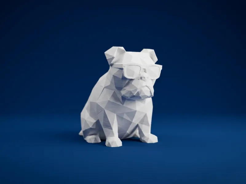 Low Poly Coole Bulldog met Zonnebril