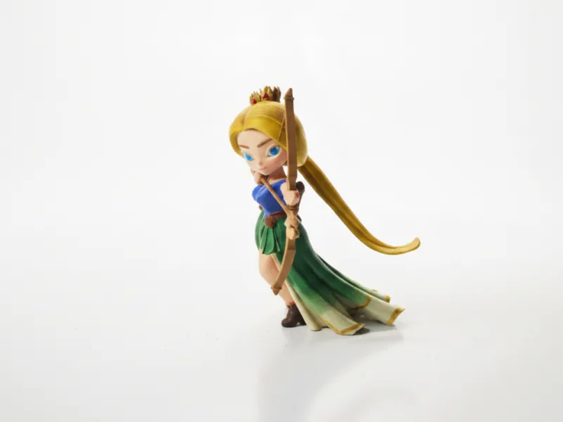 3D Printbare Prinses-Boogschutterfiguur Vrouwelijk Personage