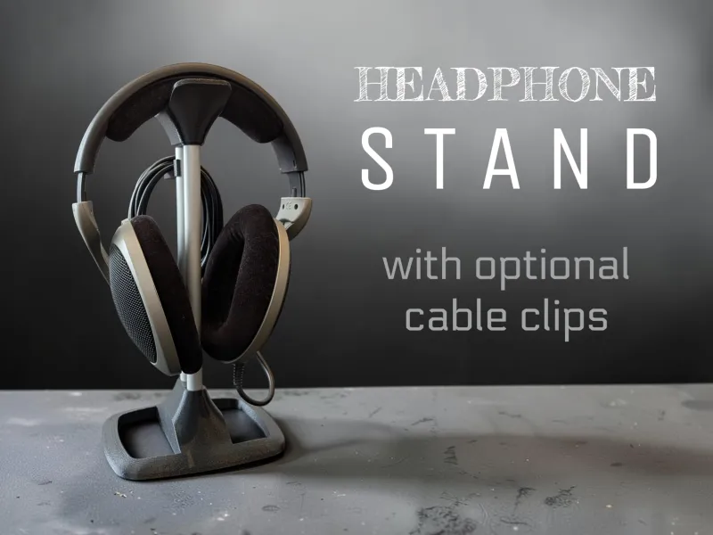 Headphone Stand with optional cable clips