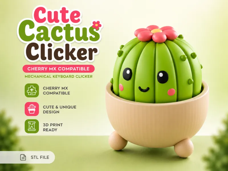 Clicker Cactus, Clicky Keychain NoStress Toy