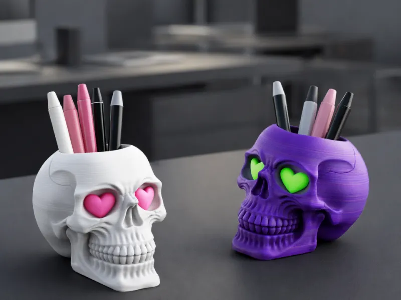 Skull Pen Holder | Gothic Desk Organizer