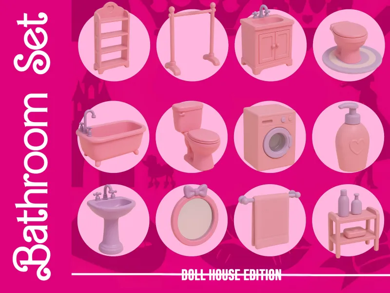 Barbie and Doll House Series - Bathroom Set/Accessories