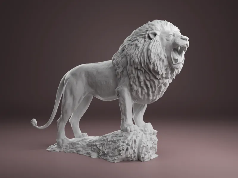 Realistic Majestic Lion Growling 3D print model