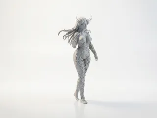 Forest Lady Fantasy Female Figurine 3D Printable