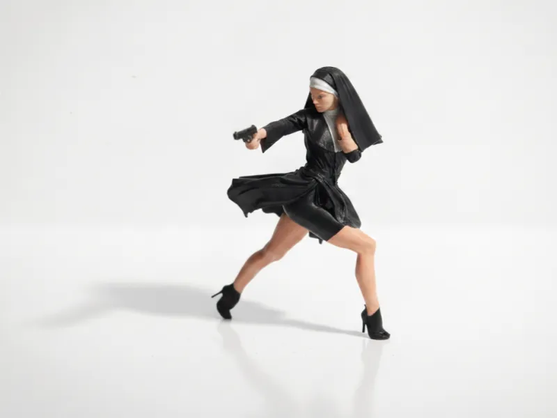 Shooter Nun Action Figurine Female Figure 3D Printable