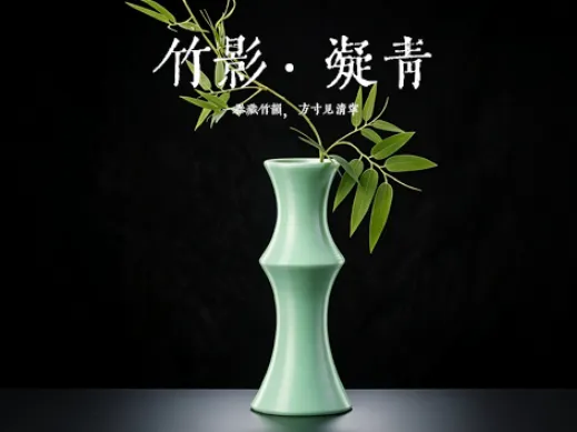 竹影·凝青 Bamboo Joint Vase