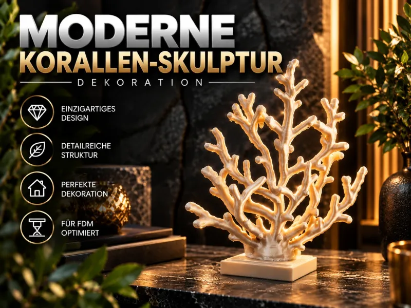 Moderne Korallen-Skulptur – Dekoration auf Standfuß