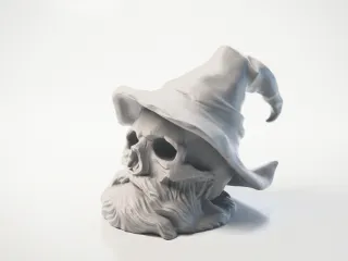 Wizard Skull Sculpture Fantasy Collectible 3D Printable