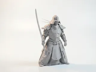 Mini Samurai Figurine Fantasy Warrior 3D Printable