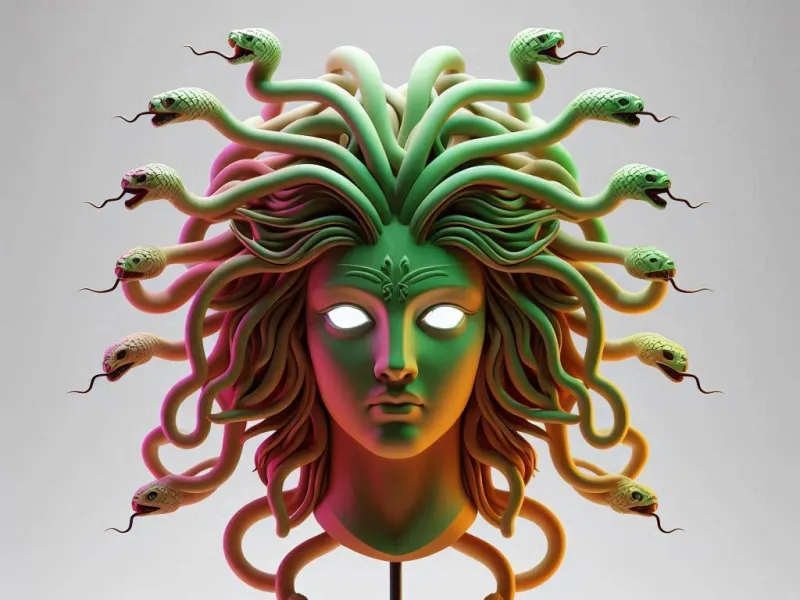3961Color 3D Model of Beautiful Gorgon with Snake Hair STL