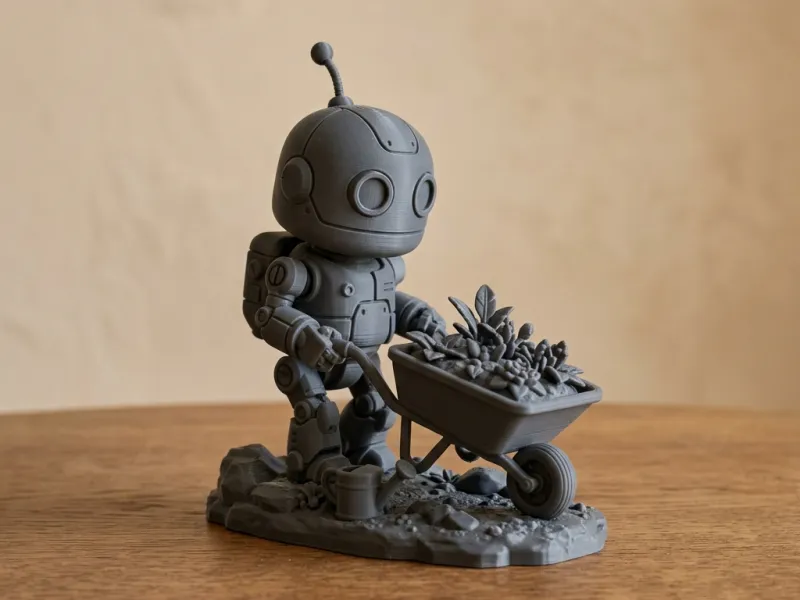 Cute Robot Series Robot Gardener with wheelbarrow