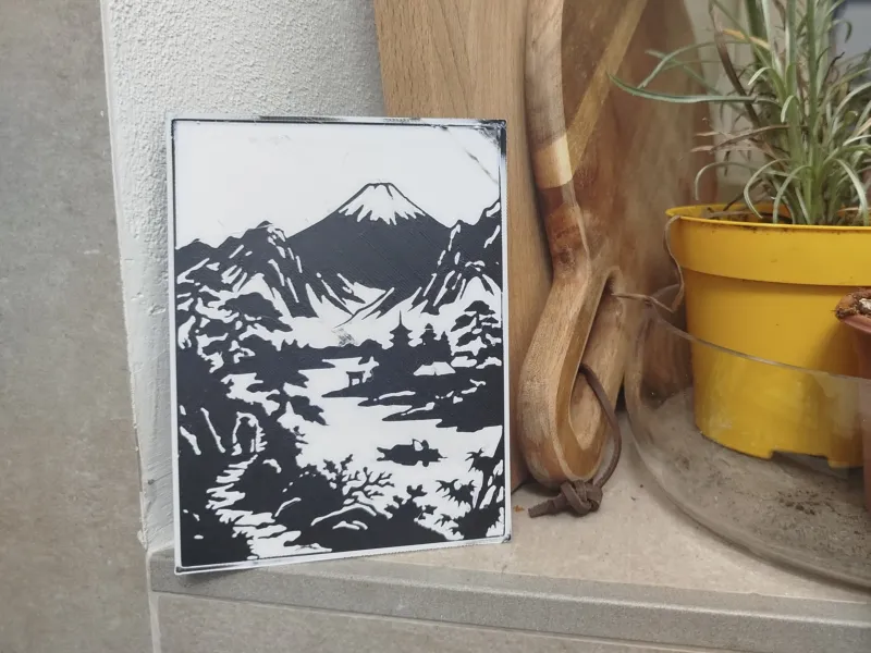 Mount Fuji Japanese Landscape Wall Art – 2D Relief/Silhouett