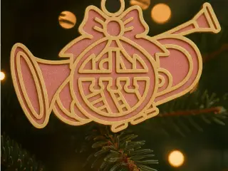 Trumpet bauble. Christmas tree ornament. Cfs free.