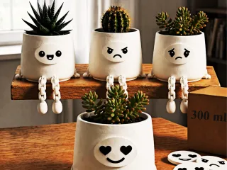 Articulated Emoji Planter - 100% Print in Place & Magnetic M