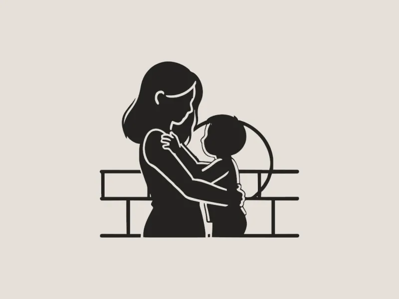 Mother & Child Sunrise 3D Print Wall Art