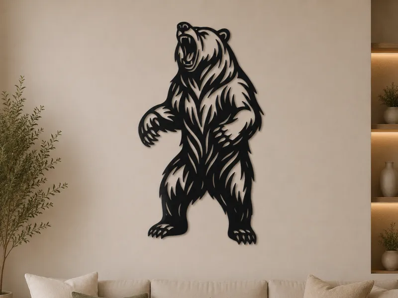 Standing Roaring Bear 2D Wall Art